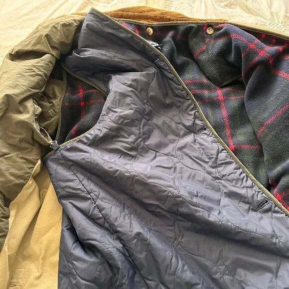 Nautica Mens Detachable Flannel Lining Zip/Snap Up Chore Barn Coat SZ L Tan - Picture 11 of 16